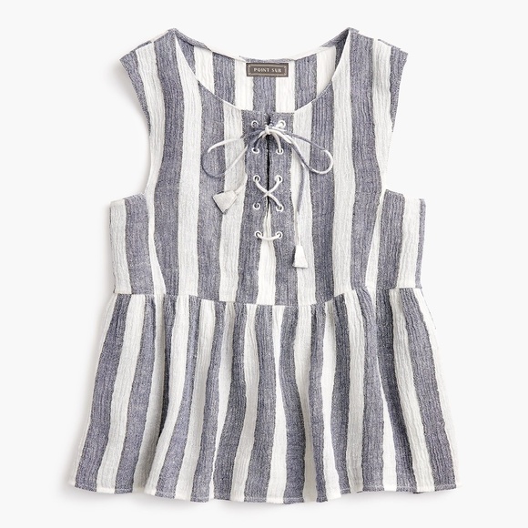 ✨HP✨ [J Crew + Point Sur] Linen Peplum Top - Picture 2 of 7